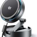 THREEKEY for Qi2 25W Certified MagSafe Car Mount Charger Lite with Cooling Fan&LED Light, 360 Rotating Fast Wireless Charger & Phone Holder for iPhone 17-12, Galaxy S25-S26 | 30W Adapter Included (Gray)