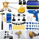 55Pcs Dent Puller Kit, Professional Car Paintless Dent Removal Kit with Golden Lifter, Bridge Puller, Suction Cup for Repairs 96% of Car Dents, Dent Puller Tools for Car Hail Damage DIY Repair