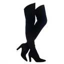 Shoe'N Tale Women Stretch Suede Chunky Heel Over The Knee Boots Thigh High for Women (13 Suede Black)