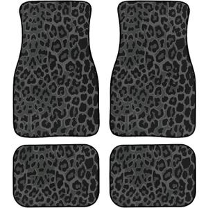 Black Green Leopard Print Car Floor Mats Universal Abstract Cheetah Pattern Wild Animal Skin Texture Floor Mats for Cars Front Rear Car Foot Rugs Cute Car Accessories for Trucks SUV Sedans