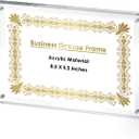 JUXYES 8.5 x 5.5 Clear Acrylic Business License Frame Magnetic Certificate Display Frame, Acrylic Sandwich Frames Frameless Picture Frame Tabletop Magnetic Frames for Business License Certificate