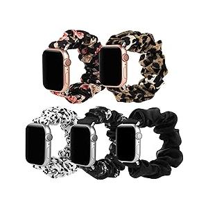 Simpeak Elastic Scrunchie Band Compatible with Apple Watch Series 10 (42mm) Series 9 8 7 (41mm) 6 SE 5 4 (40mm) 3 2 1 (38mm), Women Bracelet Band Compatible with iWatch 42mm 41mm 40mm 38mm, Small