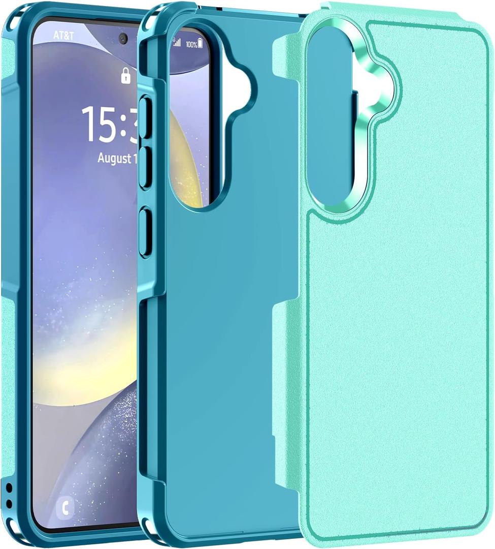 Hualele for Samsung Galaxy S24 S25 Case,[Military Grade Protection] [Dropproof Shcokproof] Non-Slip Grip Dual Layer Rugged Heavy Duty Galaxy S24 S25 Phone Case,Light Green