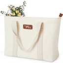 AW BRIDAL Monogram Canvas Tote Bag for Chrismas, Bridal Shower, Retirement, Birthday Gifts for Women Mom Wife Sister Friends (Large)