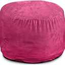 ULTIMATE SACK Bean Bag Chair Footstool Ottoman; Foam Filled Furniture, Machine Washable Covers, Double Stitched Durable Inner Liner, Multiple Colors & Fabrics. (Pink Fur)
