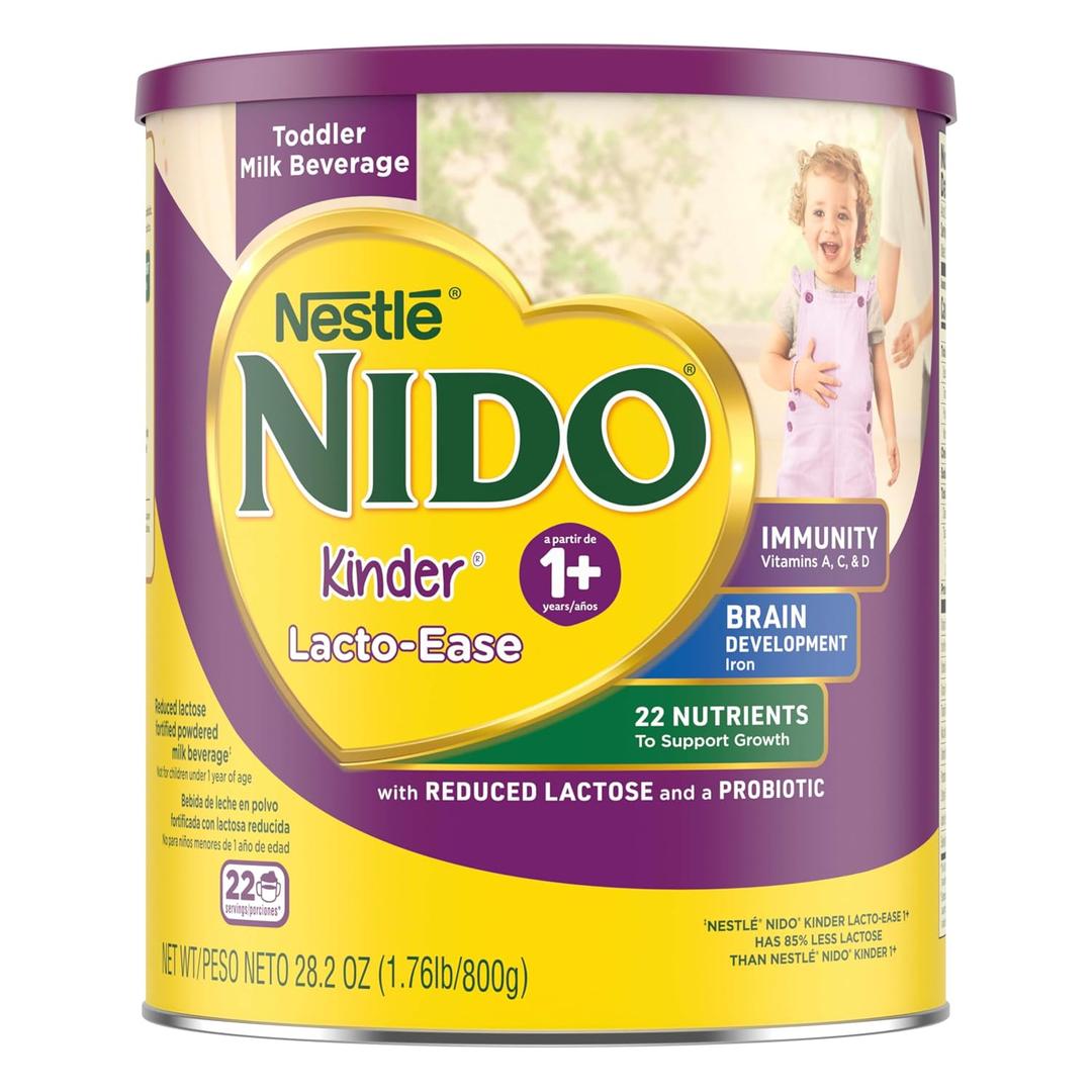 Nestl NIDO Lacto-Ease Toddler Milk Beverage Powder Mix, Reduced Lactose, Toddler Nutritional Drink, Powdered Milk for Toddlers, 22 Servings per Container, 28.2 OZ, Pack of 1 (EXP 06/30/27)