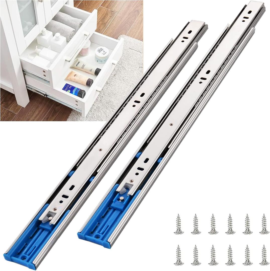 VAPSINT 2 Pairs 22 Inch Soft Close Drawer Slides Ball Bearing Full Extension Side Mount Dresser Drawer Slides,110LB Capacity Heavy Duty 3 Flods Drawer Runners for Cabinet (22 Inch-2 Pairs)