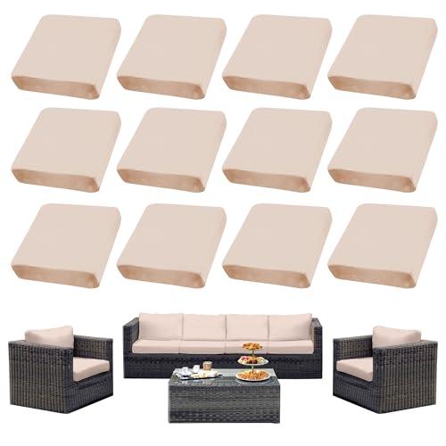 SUKAIKEQA Outdoor Cushion Covers Set,12PCS Patio Furniture Couch Seat Slipcovers, Replacement for Sofa Sectional Chair(Cover，Only)