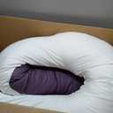 QUEEN ROSE Extra Long U Shaped Body Pillow, 65in Pregnancy Pillows for Sleeping, Full Body Support for Adults and Maternity Women, Cooling Sateen Cover, Purple and White