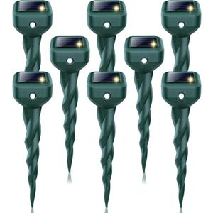 Mole Repellent Solar Powered, 8 Pack Snake & Skunk Repellent for Yard, IP 65 Waterproof Ultrasonic Deterrent Stakes, Get Rid of Rabbit, Gopher, Vole, Chipmunk, Deer, Groundhog for Lawns Garden