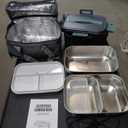 Livhil Electric Lunch Box Food Heater, Portable Food Warmer, Hot Lunch Warmer Heated Lunch Box for Adults, 60W 1.8L 12V-24V 110V Stainless Steel Container Portable Food Heater (Green+Royal Blue)