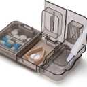 RICHCEE 3 in 1 Pill Cutter&Splitter with Cutter &Storage &Grind, Sharp Stainless Steel Blade for Cutting Pill/Vitamin/Tablet, Grinder with Cleaning Brush (Black)