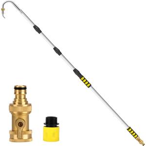 Gutter Cleaning Tools, 24FT Reach Gutter Cleaner Tools from the Ground with Hose Attachment, Rain Gutters Cleaning Wand with Heavy-Duty Head for 2nd Story House