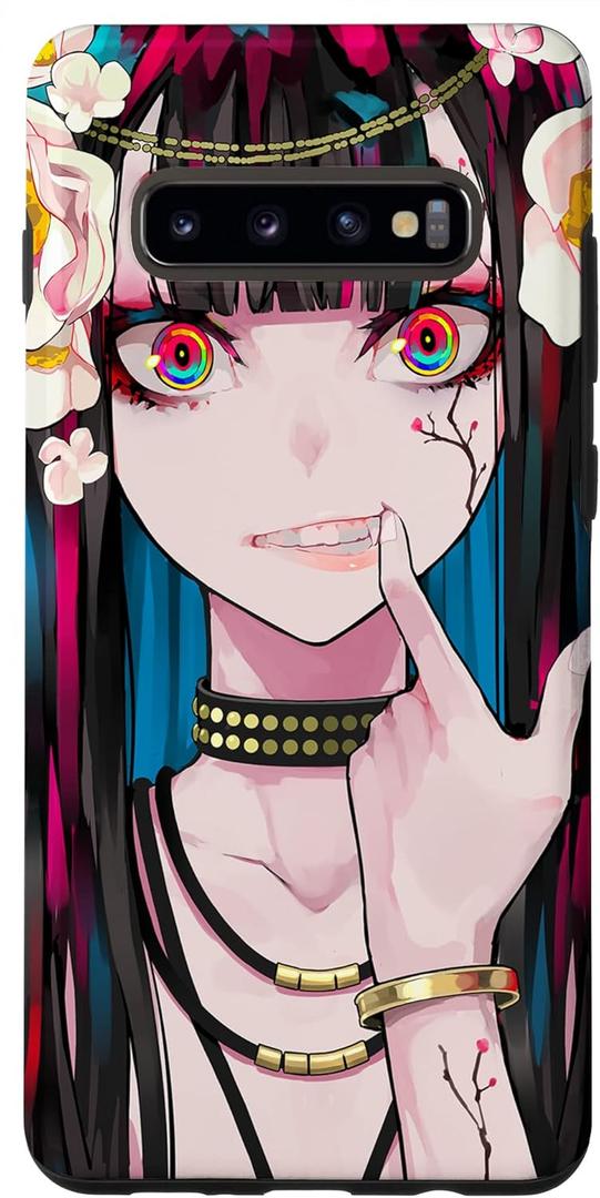 Galaxy S10+ Animegal with Red Eyes - Vampire Girl - Nerd Fan - Phone Case