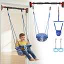 Slevoo Kids Doorway Jumper Swing with Pull-Up Bar Gym, 4-in-1 Indoor Playground Set, Fits 28"-37" Hallway Doorway Exercise & Play Equipment for Toddlers & Kids