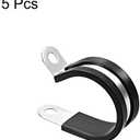 UXCELL 1-3/16" (30mm) Stainless Steel Rubber Cushioned Insulated R Shape Metal Clamp 5 Pcs