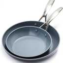 GreenPan Valencia Pro Hard Anodized Healthy Ceramic Nonstick 8" and 10" Frying Pan Skillet Set, PFAS-Free, Induction, Dishwasher Safe, Oven Safe, Gray