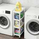 Moryimi Laundry Room Cart Between Washer and Dryer Storage, Expandable Slim Laundry Cart with Wheels, 4 Tier Slim Storage Rolling Carts for Laundry Room Organization and Storage