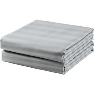 2-Pack Cotton King Flat Sheet Only, 600 Thread Count 100% Egyptian Cotton Top Sheet, Cool & Breathable Flat Bed Sheets Wrinkle, Fade, Stain Resistant (Striped-Grey, King, 2-Pack)