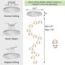 14-Light Modern Chandeliers for Entrance High Ceiling Chandelier Long Lights Fixture LED Ceiling Light Bubble Crystal for Hallway Foyer Stairwell, Silver