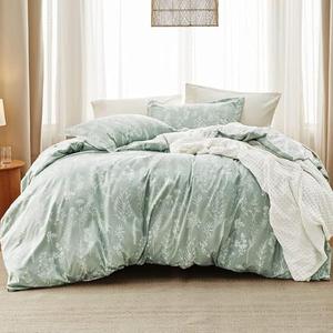 Bedsure Queen Comforter Set - Sage Green Bed Set, 3 Pieces Cute Floral Bedding, 1 Soft Reversible Botanical Flowers Comforter and 2 Pillow Shams