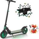 Electric Kick Scooter,3 Adjustable Height & Speed,350W Motor,8.5'' Solid Tires,Max 15 Mph Speed,Foldable Electric Scooter for Family (Cool Pedal Lights & LED Display)-Dark Green
