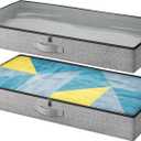 2-Pack Under Bed Storage Containers, 4.5 Inches Tall Low Profile Underbed Clothes Storage Organizer Bin with Sturdy Sidewalls/Bottom, Underbed Storage Bins 2 Storage Thin Bins (Grey)