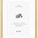 8x12 Picture Frame Gold Shiny Brushed Aluminum Metal 8 x 12 Gold Frame with Mat for 6x8 and Shatterproof Plexiglass Photo Frame for Art Gallery Wall Decor