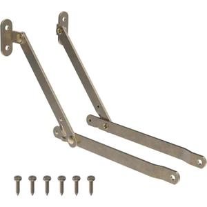 Heavy Duty Antique Brass Plated Lid Stay - One Pair - Lid Support Hinges for Drop Front Desk, Trunk, Chest - SH2-SAB