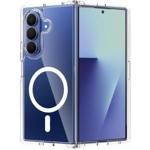 WILLONE for Samsung Galaxy Z Fold 7 Case Magnetic Clear, Anti Yellowing, Shockproof, Compatible with Wireless Charging, Transparent