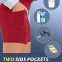 CAMPSNAIL Biker Shorts Women with Pockets - 3"/5"/8" High Waisted Workout Spandex Tummy Control Gym Running Yoga Shorts (Red)