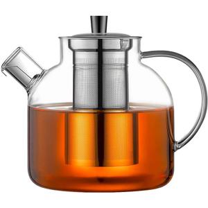 1500ml(50oz) Glass Teapot with Removable Infuser, Ehugos Stovetop Safe Large Tea Pot, Blooming and Loose Leaf Hand Crafted Kettle for Women and Adult with Stainless Infuser