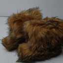 IXU Women's Faux Fur Boot Furry Fluffy Round Toe Suede Winter Comfy Plush Warm Short Outdoor Indoor Flat Shoes Knee-High Boots (8.5, Brown)