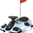 GarveeLife 24V Ride On Drift Car for Kids,7Ah Battery 180W Brushless Quieter Motor Electric Drifting Go-Kart for Rider Up to 110 LBS, with Music,Front+Tail Led Light,Low-Power Alarm for 8+ Toy, White