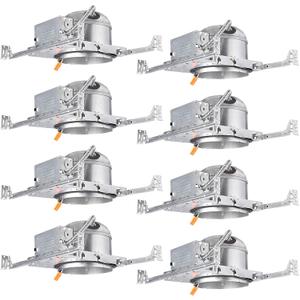 TORCHSTAR 8-Pack 6 Inch Shallow New Construction Recessed Lighting Housing, IC Rated & Air Tight Ceiling LED Downlight Can with J-Box, ETL Listed Slim/Narrow Can Light Housing, TP24 Connector