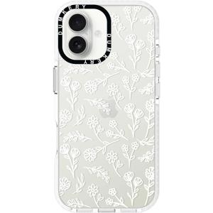 Cute White Flowers Phone Case Compatible with iPhone 16, Floral Aesthetic Pattern, Soft TPU Heavy Duty Protection Shockproof Clear Cases Cover for Girls Women