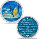 Change is The Essence of Life Sobriety Coin | Butterfly Recovery Medallion | Inspirational Sobriety Gifts for Men & Women | Change & Growth Quote | AA Coin for Milestone Anniversaries