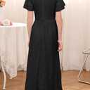 HOSIKA Flower Girls Dress Floral Lace Elegant Dresses for Wedding Party | Vintage, Fully Lined, Crew Neck, Sheer Lace Sleeve, Hollow-Out Waist, A-Line, Back Zipper, Full Length, Long Dress, For 6-13Y