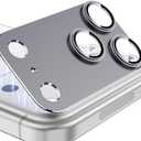 Esanik Upgrade 2 Pack for iPhone 17 Pro Max Camera Lens Protector, Aluminum Alloy Metal matte Case Tempered Glass Camera Screen Cover, Scratch Resistant Case Friendly (Grey)