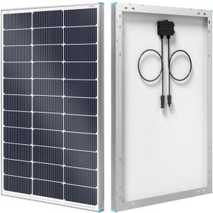 Renogy Solar Panel 100 Watt 12 Volt, High-Efficiency Monocrystalline PV Module Power Charger for RV Marine Rooftop Farm Battery and Other Off-Grid Applications, RNG-100D-SS, Single 100W