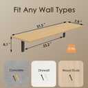 Long Wall Shelves, 31.5Inch Wooden Wall Mounted Shelves, Set of 2
