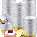 300 Pcs Patelai Aluminum Foil Cups 4.2 oz Mini Baking Cups Gold Cupcake Liners Disposable Ramekins Foil Muffin Pans for Pie Souffle Pudding Holder Wedding Birthday Party (Round)
