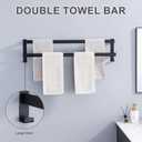 Double Towel Bar Towel Racks for Bathroom, Bath Towel Holders Wall Mount, Stainless Steel Towels Shelves Towel Rail, 2-Tiers (Matte Black, 32 Inches)