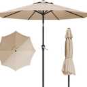 10FT Patio Umbrella, Outdoor Umbrella with Push Button Tilt and Crank, 8 Sturdy Ribs, UV Protection & Waterproof Market Umbrella for Pool, Backyard, Beach,Deck (Beige)