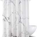 Marble Bathroom Shower Curtain,Grey and White Fabric Shower Curtain with Hooks,Unique 3D Printing,Decorative Bathroom Accessories,Water Proof,Reinforced Metal Grommets,Standard 72x72 Inches