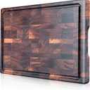 COCOBOSS Walnut Cutting Boards for Kitchen Chopping Board End Grain Cutting Board Premium Black Walnut Wood Cutting Board with Juice Groove, Non-Slip Feet & Handles(13.5 x 9.4 x 1.0 Inch, Gift Box)