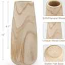 Natural Wood Vase for Dried Flowers - 12 Inch Decorative Wooden Vase, Warm Neutral Farmhouse Boho Decor for Living Room Bedroom Table Shelf