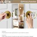Antique Brass Door Knobs Glass Door Knobs Interior with Lock, Vintage Crystal Privacy Octagon Door Knobs for Bedroom Bathroom