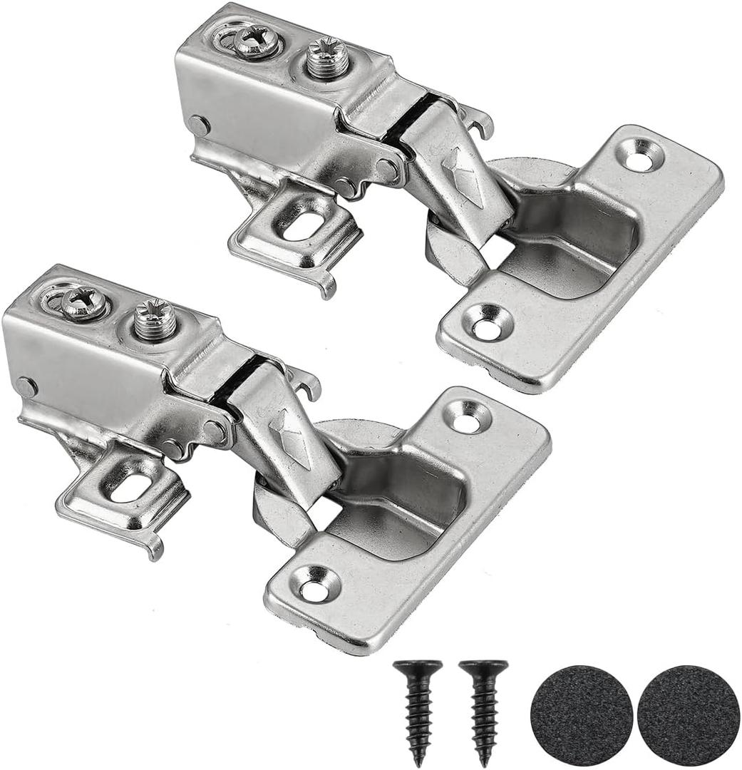 JQK Cabinet Door Hinges Soft Closing, 1/2" Partial Overlay Cupboard Door Hinge for Face Frame Cabinets, Metal 20 Pack, CH300-SN-P20 (Satin)