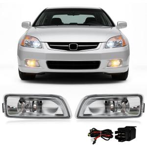 Fog Lights Assembly Compatible with 2003-2007 Honda Accord 4Door Sedan 2004-2008 Acura TL Fog Light Replacement with Halogen Bulbs Clear Lens Switch Harness Kit